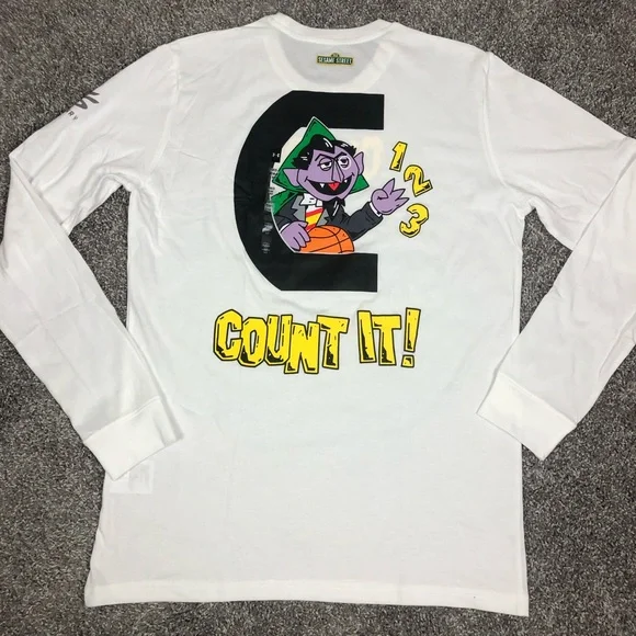 Under Armour Steph Curry X Sesame Street Count Men Long Sleeve Shirt Sz XL